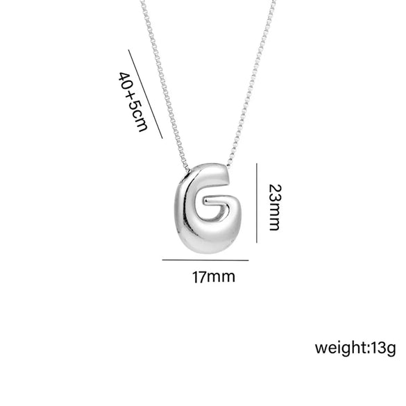 Copper White Gold Plated Basic Plating Letter Pendant Necklace