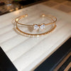 Copper Zircon Bow Love Double Row Open Bracelet Light Luxury Fashion Allmatch Highend Bracelet