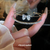 Copper Zircon Bow Love Double Row Open Bracelet Light Luxury Fashion Allmatch Highend Bracelet