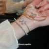 Copper Zircon Bow Love Double Row Open Bracelet Light Luxury Fashion Allmatch Highend Bracelet