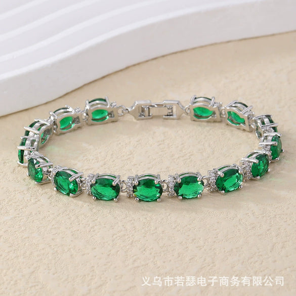 Copper Zircon Bracelet Natural Geometric Heart Drop Shape Women's Jewelry
