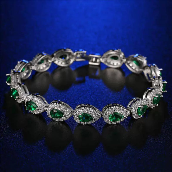 Copper Zircon Bracelet Natural Geometric Heart Drop Shape Women's Jewelry