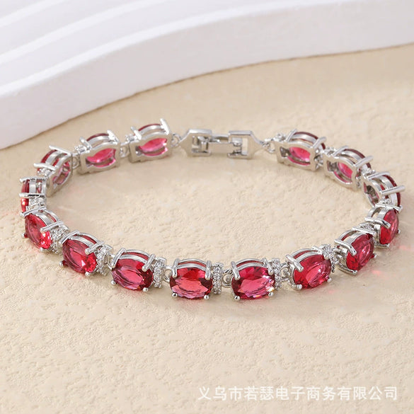 Copper Zircon Bracelet Natural Geometric Heart Drop Shape Women's Jewelry