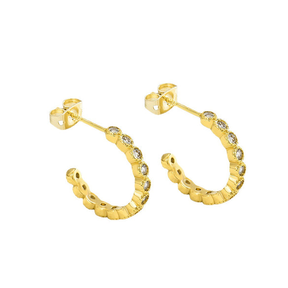 Copper Zircon Circle Light Luxury Women's Earrings