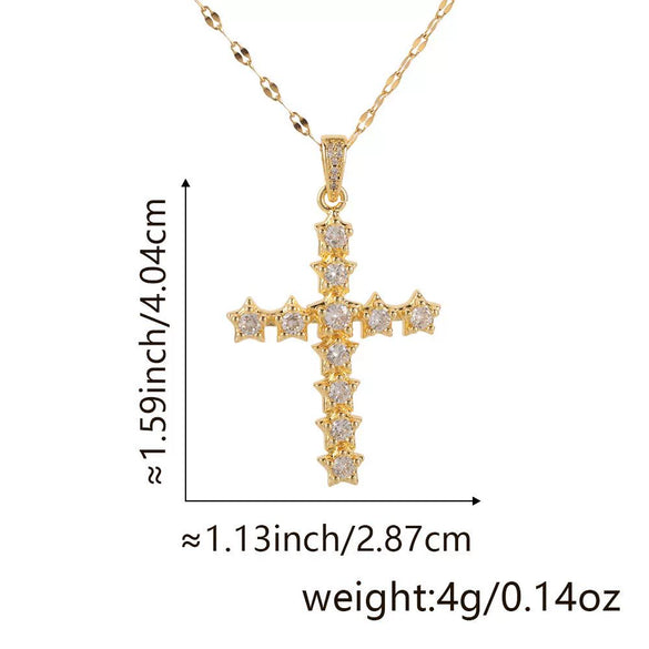 Copper Zircon Cross Pendant Lip Chain Fashion Jewelry For Women Geometric Style