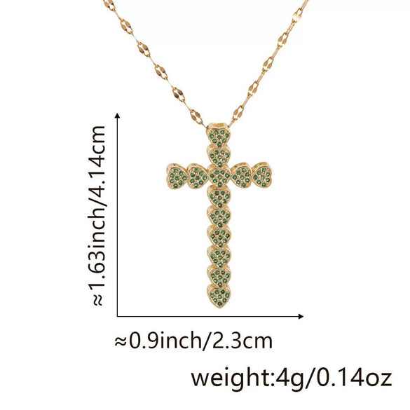 Copper Zircon Cross Pendant Lip Chain Fashion Jewelry For Women Geometric Style