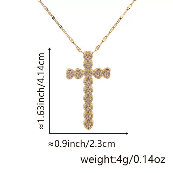 Copper Zircon Cross Pendant Lip Chain Fashion Jewelry For Women Geometric Style