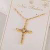 Copper Zircon Cross Pendant Lip Chain Fashion Jewelry For Women Geometric Style