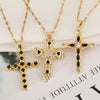 Copper Zircon Cross Pendant Lip Chain Fashion Jewelry For Women Geometric Style