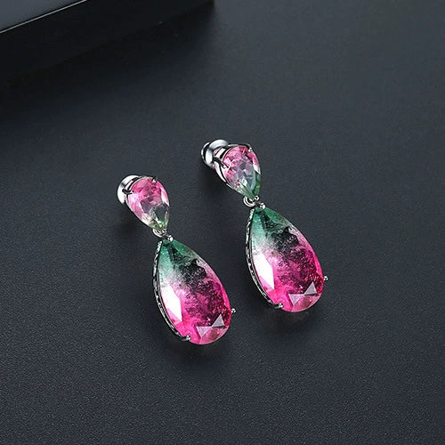 Copper Zircon Drop Earrings Fashionable Dangle Ear Jewelry For Party And Formal Dress Accessories