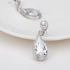 Copper Zircon Drop Earrings With Electroplated Finish For Bridal Wedding And Party Wear