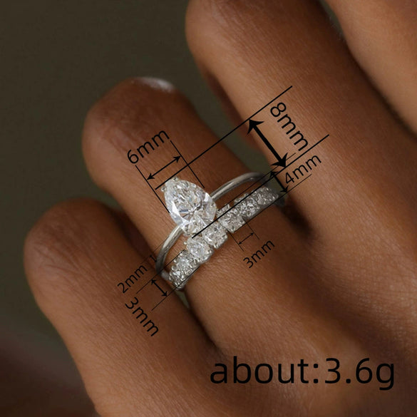 Copper Zircon Dropshaped Geometric Light Luxury Style Ring