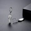 Copper Zircon Feather And Angel Wing Ear Hook Earrings With Geometric Design And Electroplated Finish For Women