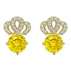 Copper Zircon Geometric Crown Earrings Fashionable Style For Women