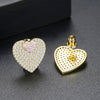 Copper Zircon Heart Shaped Double Love Stud Earrings Full Diamond Inlay Two Way Fashion Ear Jewelry For Women