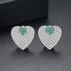 Copper Zircon Heart Shaped Double Love Stud Earrings Full Diamond Inlay Two Way Fashion Ear Jewelry For Women