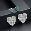 Copper Zircon Heart Shaped Double Love Stud Earrings Full Diamond Inlay Two Way Fashion Ear Jewelry For Women