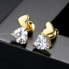 Copper Zircon Inlaid Double Heart Earrings With Simple Fashion Design And Refined Texture For Wholesale Jewelry Collections