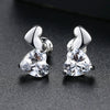 Copper Zircon Inlaid Double Heart Earrings With Simple Fashion Design And Refined Texture For Wholesale Jewelry Collections