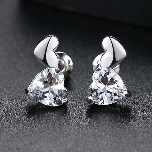 Copper Zircon Inlaid Double Heart Earrings With Simple Fashion Design And Refined Texture For Wholesale Jewelry Collections