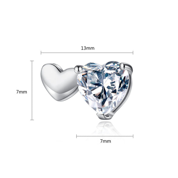 Copper Zircon Inlaid Double Heart Earrings With Simple Fashion Design And Refined Texture For Wholesale Jewelry Collections