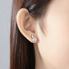 Copper Zircon Inlaid Double Heart Earrings With Simple Fashion Design And Refined Texture For Wholesale Jewelry Collections