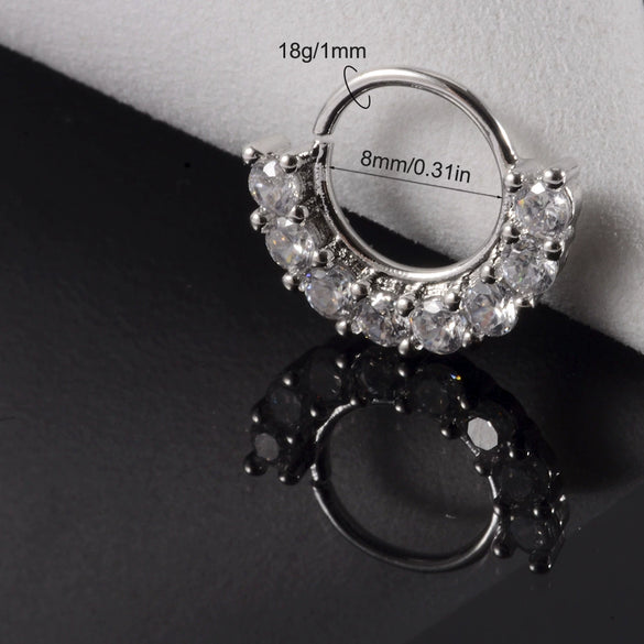 Copper Zircon Nose Rings Earrings Ear Bone Rings Body Piercing Earrings Unisex Geometric Electroplated