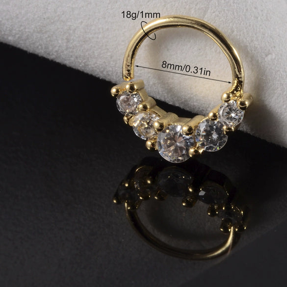 Copper Zircon Nose Rings Earrings Ear Bone Rings Body Piercing Earrings Unisex Geometric Electroplated
