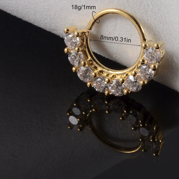 Copper Zircon Nose Rings Earrings Ear Bone Rings Body Piercing Earrings Unisex Geometric Electroplated