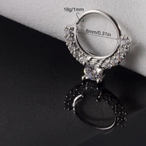 Copper Zircon Nose Rings Earrings Ear Bone Rings Body Piercing Earrings Unisex Geometric Electroplated
