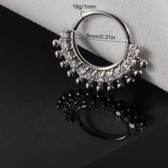 Copper Zircon Nose Rings Earrings Ear Bone Rings Body Piercing Earrings Unisex Geometric Electroplated