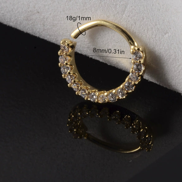 Copper Zircon Nose Rings Earrings Ear Bone Rings Body Piercing Earrings Unisex Geometric Electroplated