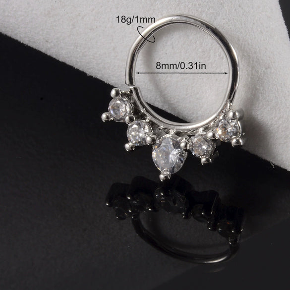 Copper Zircon Nose Rings Earrings Ear Bone Rings Body Piercing Earrings Unisex Geometric Electroplated