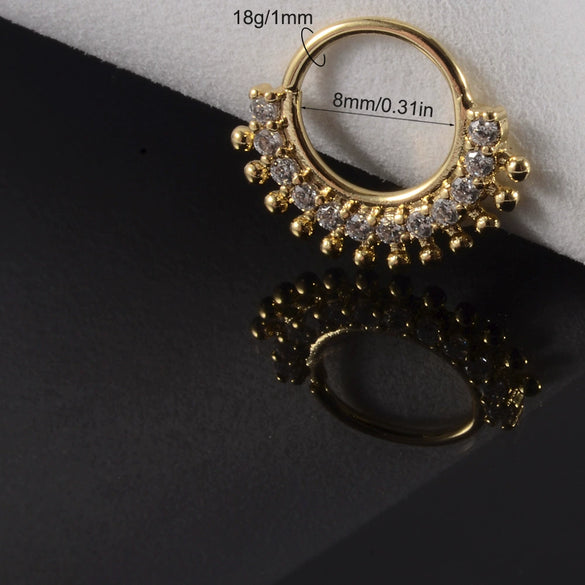 Copper Zircon Nose Rings Earrings Ear Bone Rings Body Piercing Earrings Unisex Geometric Electroplated