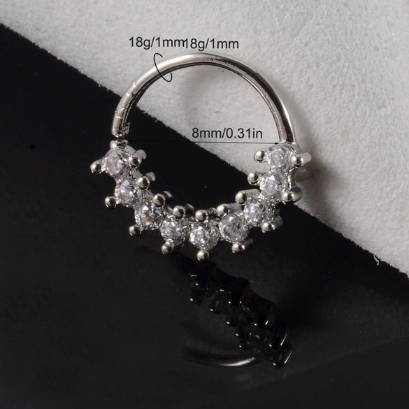 Copper Zircon Nose Rings Earrings Ear Bone Rings Body Piercing Earrings Unisex Geometric Electroplated