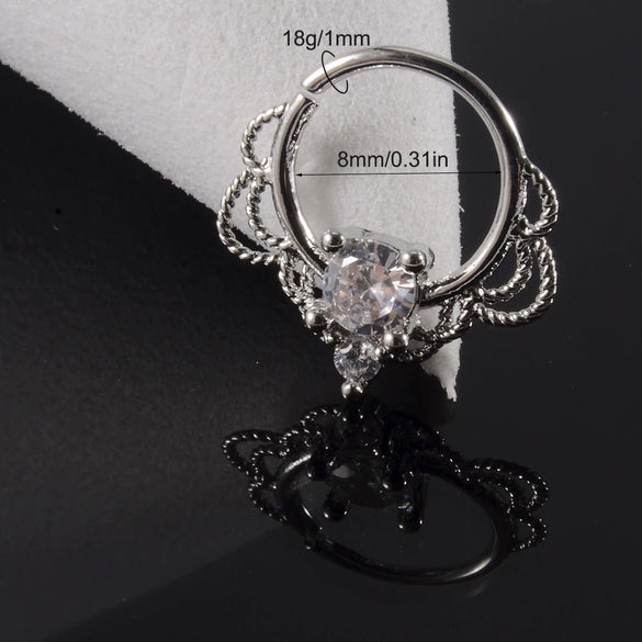 Copper Zircon Nose Rings Earrings Ear Bone Rings Body Piercing Earrings Unisex Geometric Electroplated