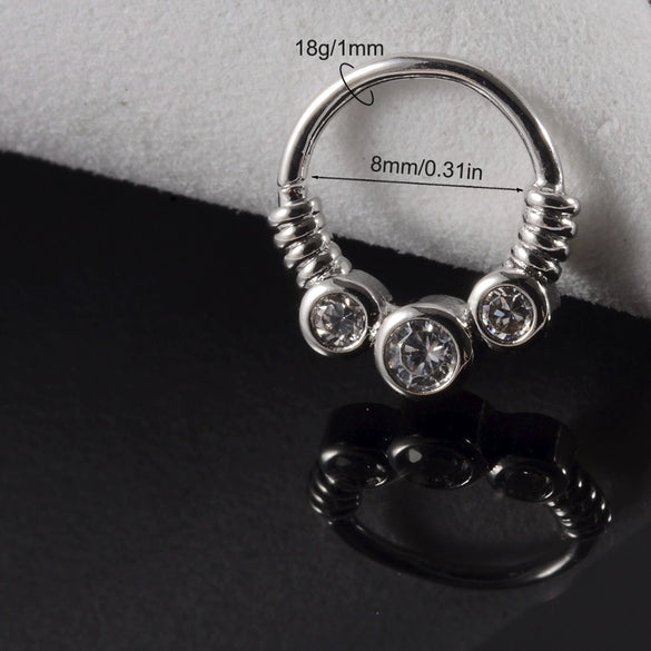Copper Zircon Nose Rings Earrings Ear Bone Rings Body Piercing Earrings Unisex Geometric Electroplated