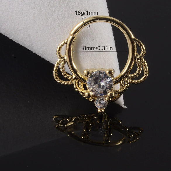 Copper Zircon Nose Rings Earrings Ear Bone Rings Body Piercing Earrings Unisex Geometric Electroplated