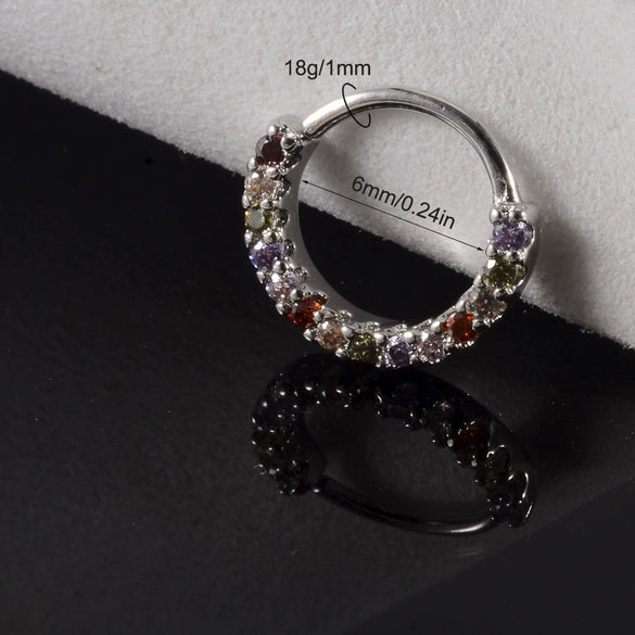 Copper Zircon Nose Rings Earrings Ear Bone Rings Body Piercing Earrings Unisex Geometric Electroplated