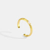 Copper Zircon Ring Women's Vintage Hammered Geometric Real Gold Electroplated Fashion Opening Adjustable Jewelry