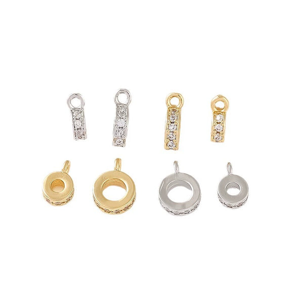 Copper Zircon Single Hanging Spacer Beads Electroplated With 14K Gold Allmatch Geometric Handmade Bracelet Necklace Accessories