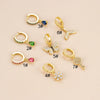 Copper Zircon Women's Drop Shape Butterfly Flower Fish Tail Key Pendant Earring For Cartilage Piercing