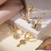Copper Zircon Women's Drop Shape Butterfly Flower Fish Tail Key Pendant Earring For Cartilage Piercing