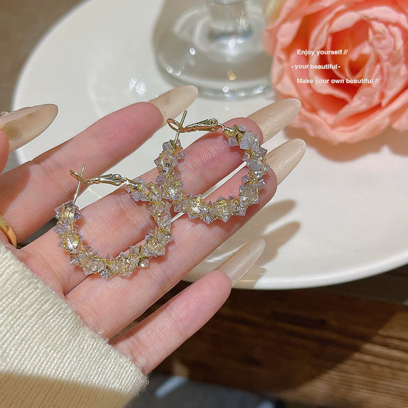 Copper Zirconia Geometric Hoop Earrings For Women
