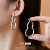 Copper Zirconia Hollow Gourd Women's Earrings With Flower And Geometric Pattern Sophisticated Style