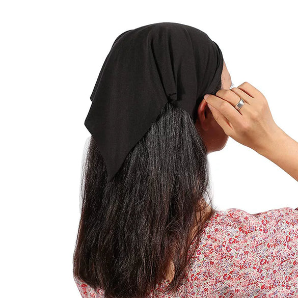 Cotton Extended Triangle Scarf And Headband Turban Headwear With Geometric Style