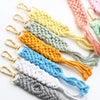 Cotton Rope Tassel Handwoven Keychain Pendant With Cross Crown Roman Numerals Bohemian Retro Style
