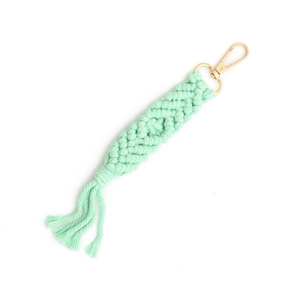 Cotton Rope Tassel Handwoven Keychain Pendant With Cross Crown Roman Numerals Bohemian Retro Style
