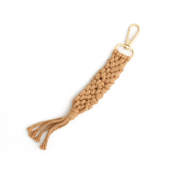 Cotton Rope Tassel Handwoven Keychain Pendant With Cross Crown Roman Numerals Bohemian Retro Style