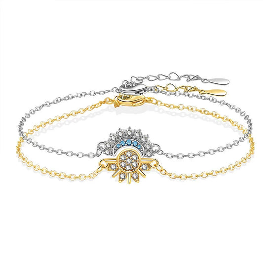 Couple Bracelet Copper Electroplated Moon Sun Style